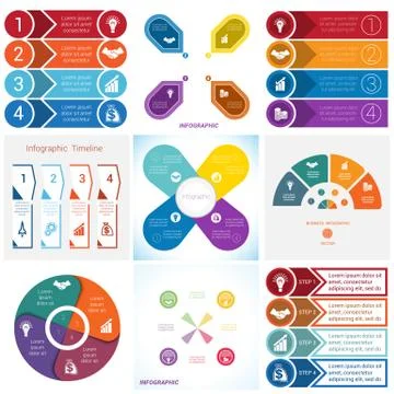 Collections Infographics Elements. Template 4 positions. 스톡 일러스트