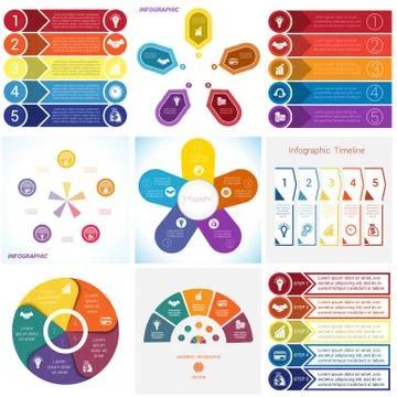 Collections Infographics Elements. Template 5 positions. 库存插图