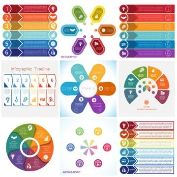 Collections Infographics Elements. Template 6 positions. Stock Illustration