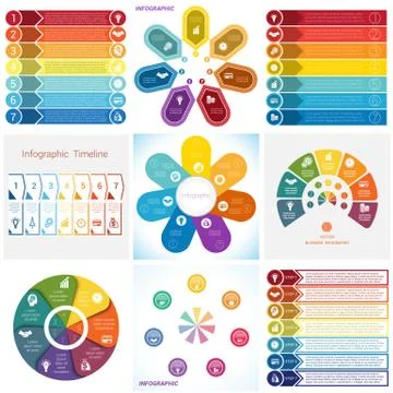 Collections Infographics Elements. Template 7 positions. Stock Illustration