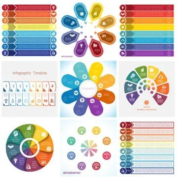 Collections Infographics Elements. Template 8 positions. Stock Illustration