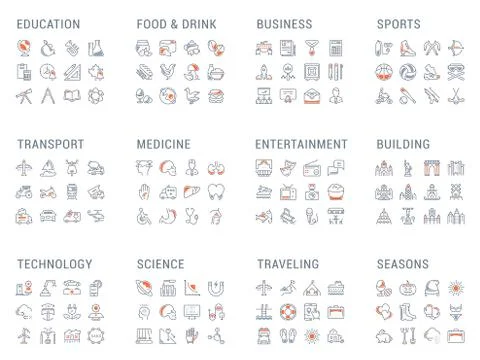 Collections Line Icons Ilustración de archivo