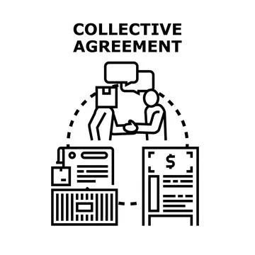 Collective agreement between management and workers negotiating terms Stock Illustration