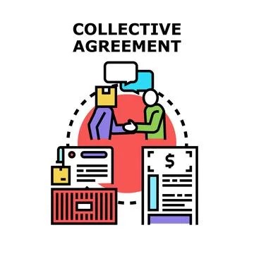 Collective agreement between management and workers negotiating terms Stock Illustration