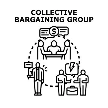 Collective bargaining group negotiating agreement discussion process Stock Illustration