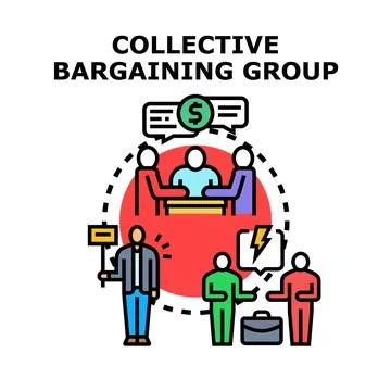 Collective bargaining group negotiating agreement discussion process Stock Illustration