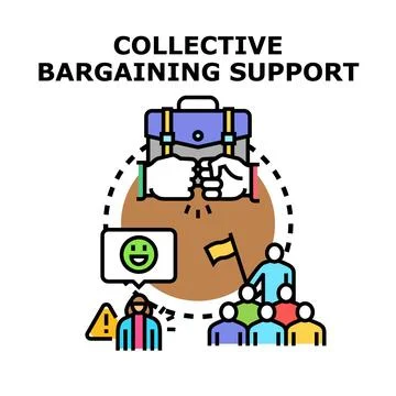 Collective bargaining support concept for employee rights Stock Illustration