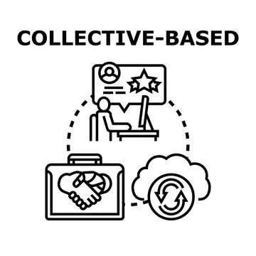 Collective based business solutions connecting feedback and resources Stock Illustration