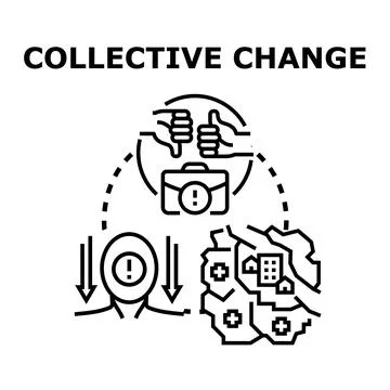 Collective change concept for problem solving and impact Stock Illustration