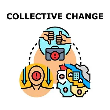 Collective change concept for problem solving and impact Stock Illustration