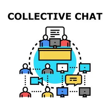 Collective chat concept connecting people online Stock Illustration