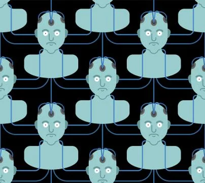 Collective consciousness pattern seamless. Artificial Intelligence background イラスト素材