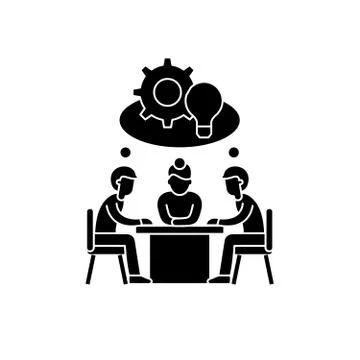 Collective creativity black icon, vector sign on isolated background. Collective Stock Illustration