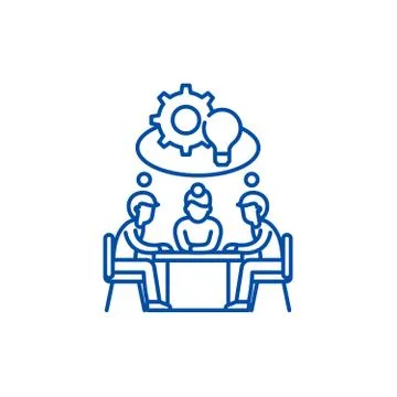 Collective creativity line icon concept. Collective creativity flat vector Illustrazione stock
