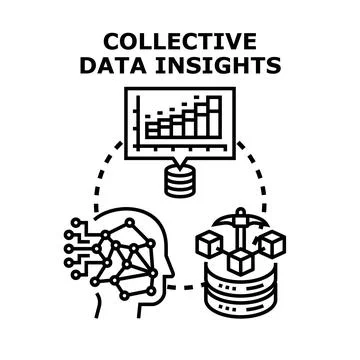 Collective data insights generating information analytics Stock Illustration