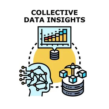 Collective data insights generating information analytics Stock Illustration