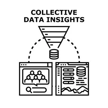 Collective data insights processing information for analysis Illustrazione stock