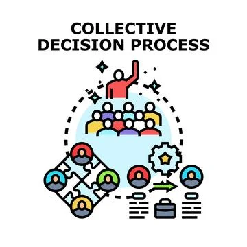 Collective decision process creating business solutions concept Stock Illustration