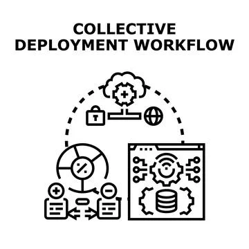 Collective deployment workflow concept for cloud applications Stock Illustration