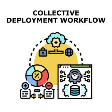Collective deployment workflow concept for cloud applications Stock Illustration