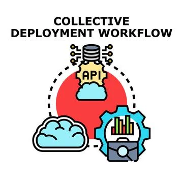 Collective deployment workflow integrating cloud services and api Stock Illustration