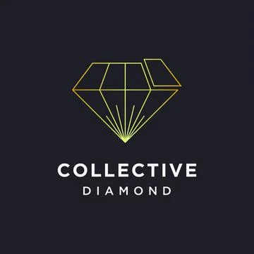 Collective diamond logo icon vector template on black background Stock Illustration