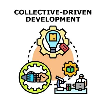 Collective driven development process innovation and teamwork concept Stock Illustration