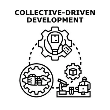 Collective driven development process innovation and teamwork concept 스톡 일러스트