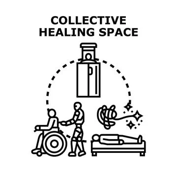 Collective healing space concept implementing technology for patient recovery Stock Illustration