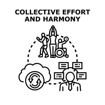 Collective human effort and harmony concept illustration Stock Illustration