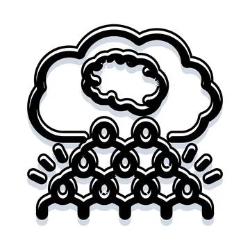 Collective intelligence cloud managing group thinking process イラスト素材