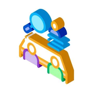 Collective interview isometric icon vector illustration Stock Illustration