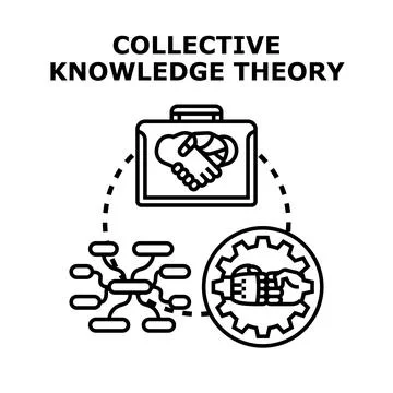 Collective knowledge theory exploring business technology partnership Stock Illustration