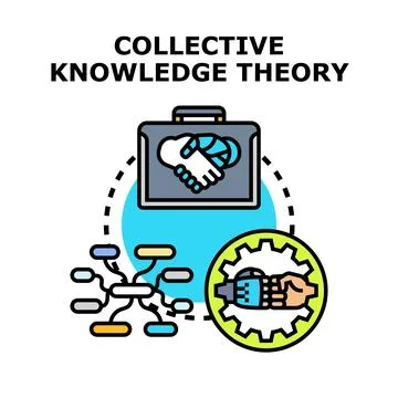 Collective knowledge theory exploring business technology partnership Stock Illustration