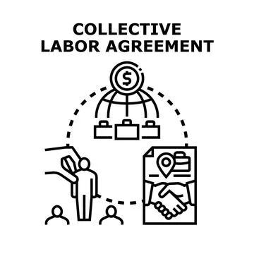 Collective labor agreement negotiation between employer and employee Stock Illustration