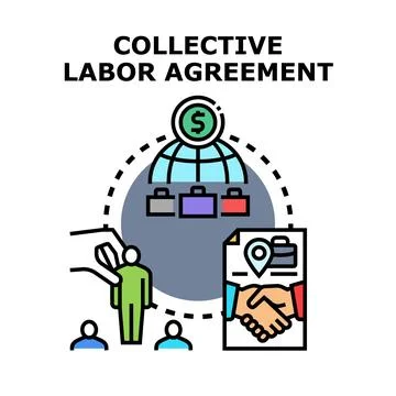 Collective labor agreement negotiation between employer and employee Stock Illustration