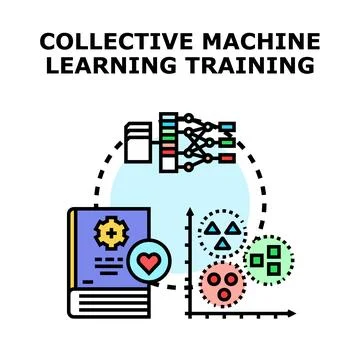 Collective machine learning training data science algorithm Stock Illustration
