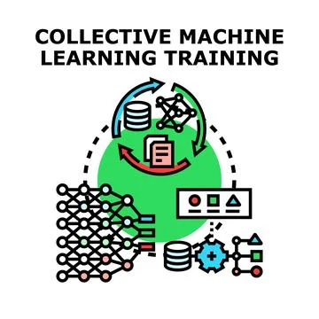Collective machine learning training developing artificial intelligence alg.. 스톡 일러스트