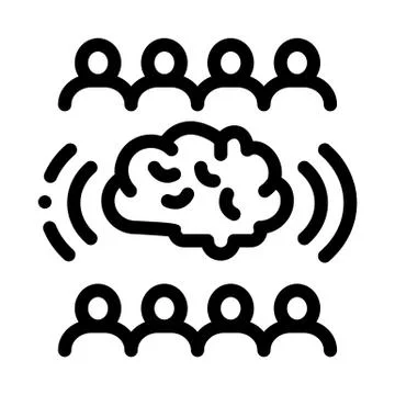 Collective mind icon vector outline illustration Stock Illustration