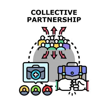 Collective partnership developing business collaboration and teamwork solutio Stock Illustration