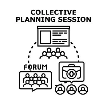 Collective planning session icon concept vector 스톡 일러스트