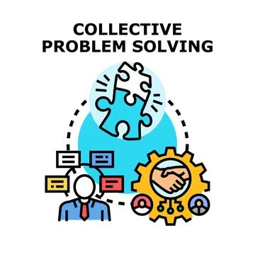 Collective problem solving concept with team collaboration 库存插图