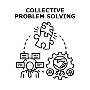 Collective problem solving concept with team collaboration Stock Illustration