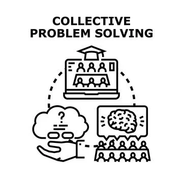 Collective problem solving process with teamwork and collaboration イラスト素材