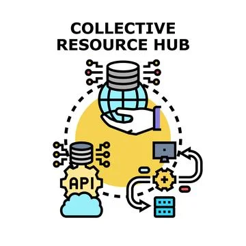 Collective resource hub technology network computing architecture イラスト素材