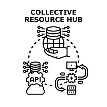 Collective resource hub technology network computing architecture Stock Illustration