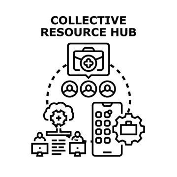 Collective resource hub vector concept illustration Stockillustratie