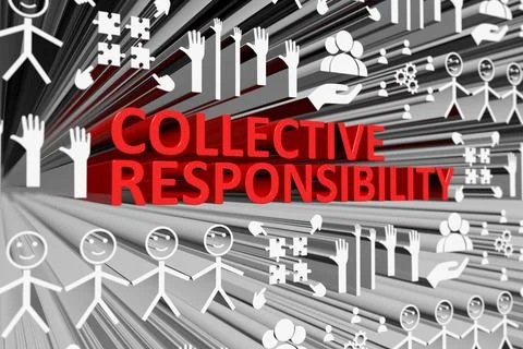 COLLECTIVE RESPONSIBILITY concept blurred background 3d render illustration Stock Illustration