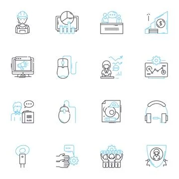 Collective supervision linear icons set. Cohesion, Collaboration, Collaboration Illustrazione stock