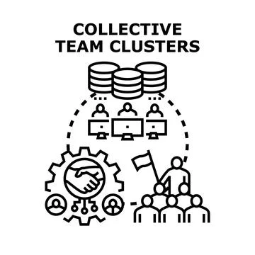 Collective team clusters organizing work process collaboration イラスト素材